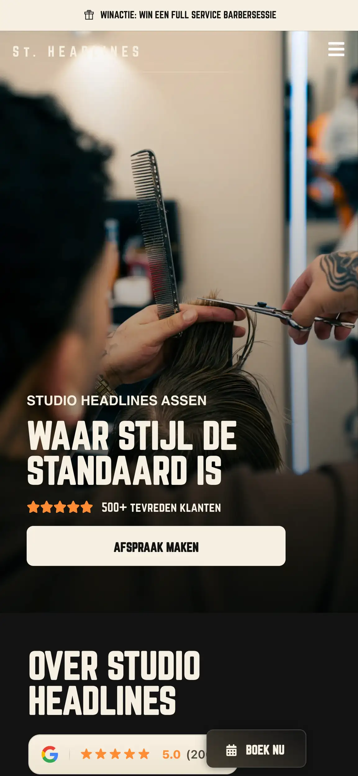 Studio Headlines salonwebsite, een recente websitecase van Areza