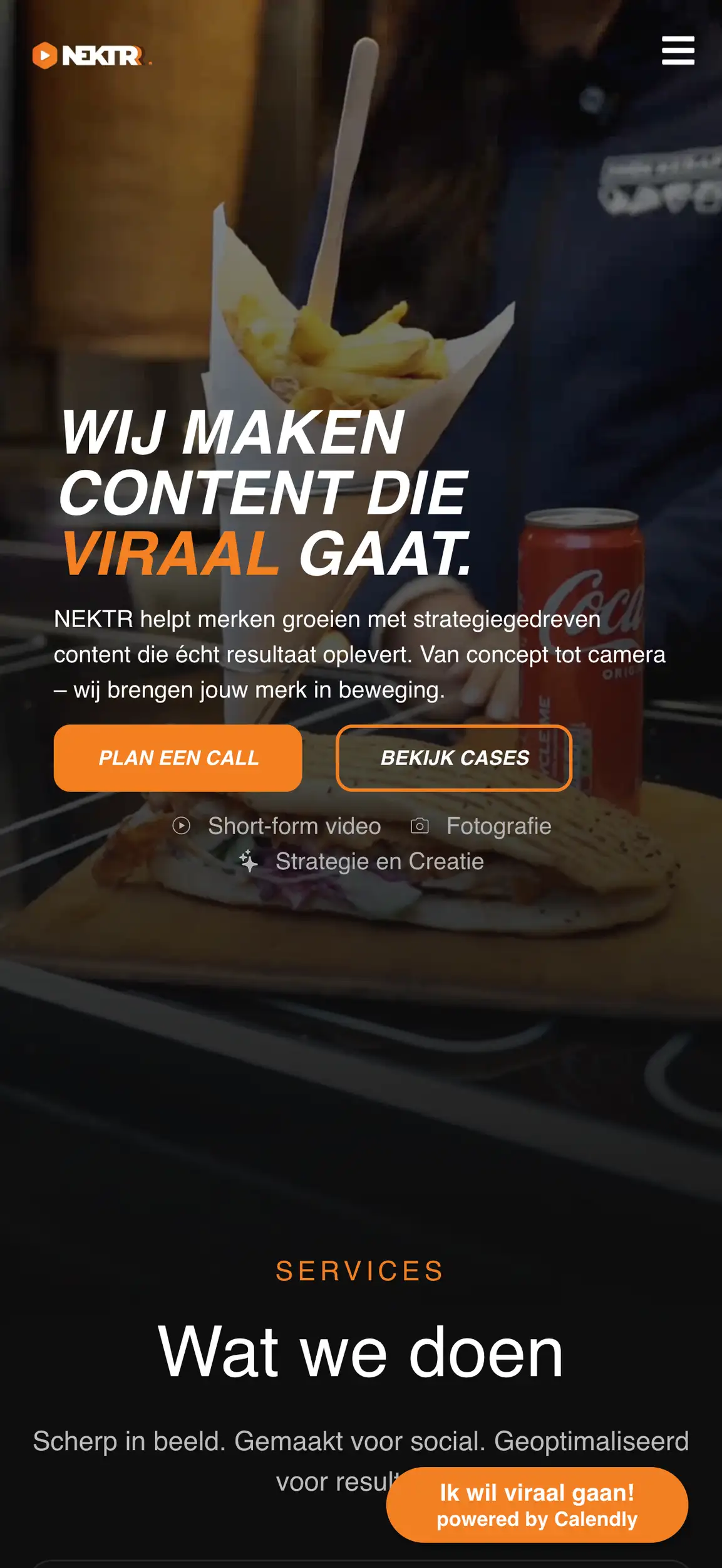 Nektr Media website, een recente websitecase van Areza