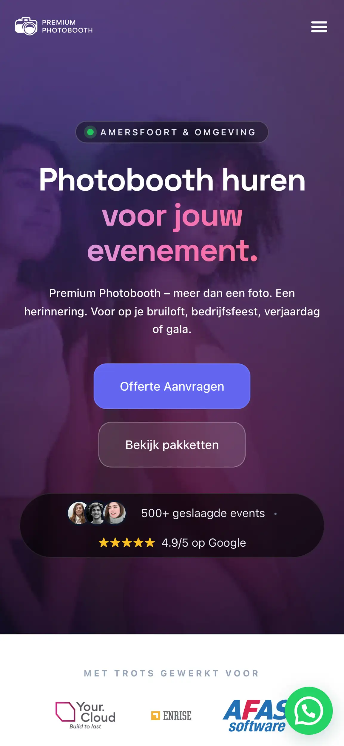 Premium Photobooth website, een recente websitecase van Areza